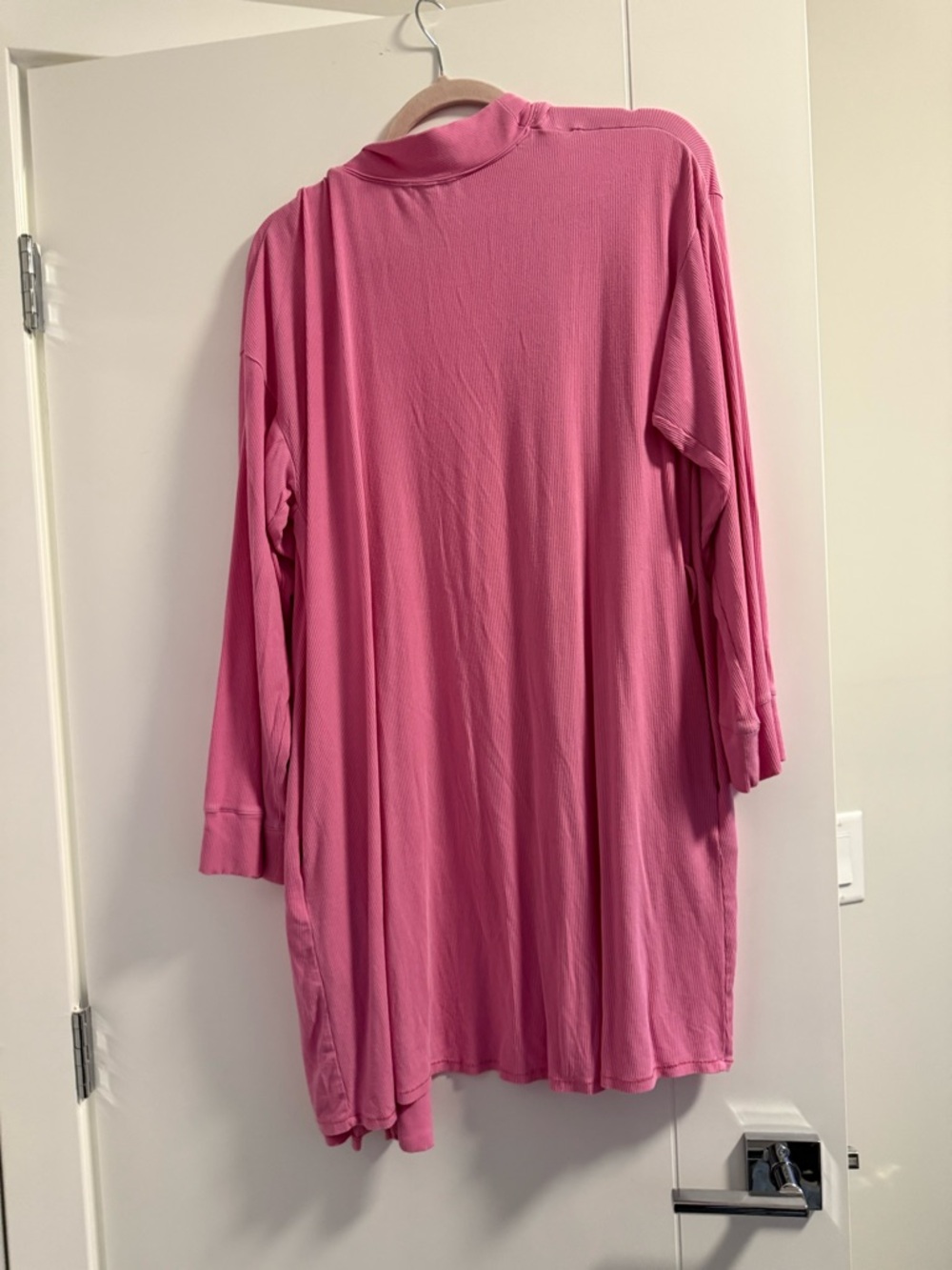 SKIMS XL soft lounge ribbed belted robe bubble gum pink pockets cozy loungewear - Picture 8 of 8